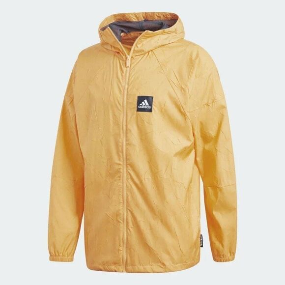 ADIDAS FR8288 MENS Sz Large Yellow Gold PRIMEBLUE WINDBREAKER JACKET HOODED - Picture 7 of 8